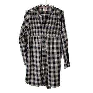 Knox Rose Button Up Long Sleeve Midi Dress, Black & White Checked, Size XS, NWT